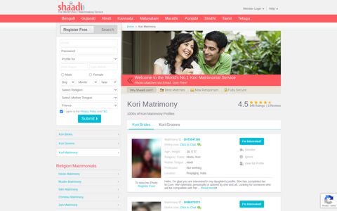 Kori Matrimony & Matrimonial Site - Shaadi.com