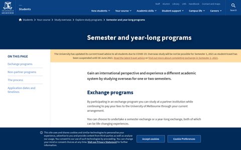 Exchange: Semester and year-long programs - Current students