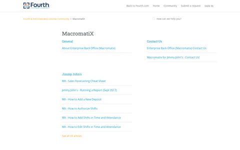 MacromatiX – Fourth & HotSchedules Customer Community