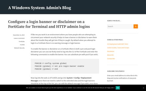 Configure a login banner or disclaimer on a FortiGate for ...
