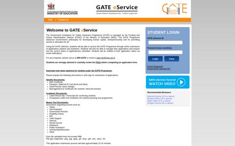 student login - Welcome to GATE eService