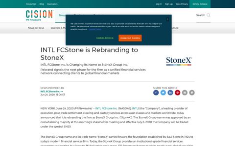 INTL FCStone is Rebranding to StoneX - PR Newswire