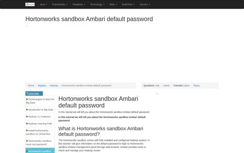 Hortonworks sandbox Ambari default password - RoseIndia.Net