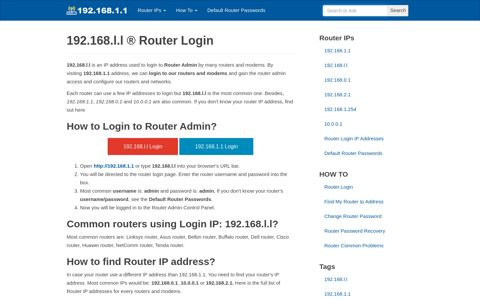 192.168.1.1 ® Router Login