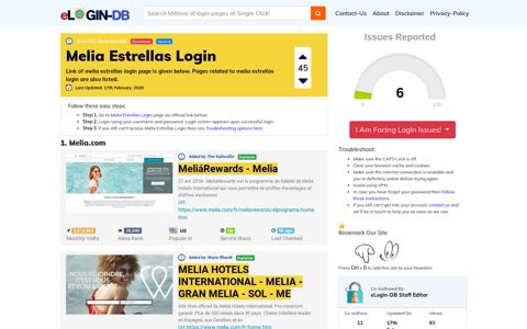 Melia Estrellas Login - A database full of login pages from all over ...