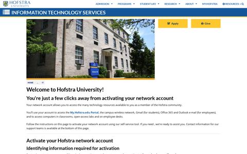 Activate Your Network Account | Hofstra | New York