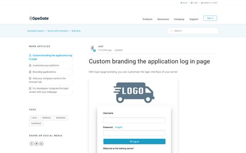 Custom branding the application log in page – GpsGate Support