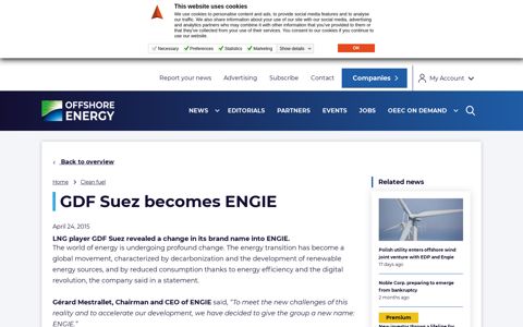 GDF Suez becomes ENGIE - Offshore Energy