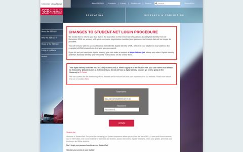 Student-Net Login - SEB LU