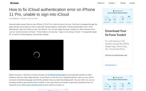 How to fix iCloud authentication error on iPhone 11 ... - iKream