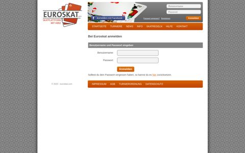 Bei Euroskat anmelden - Euroskat - Skat spielen im Internet