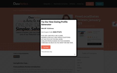 FreeLocalDates Reviews November 2020 | DatingPerfect