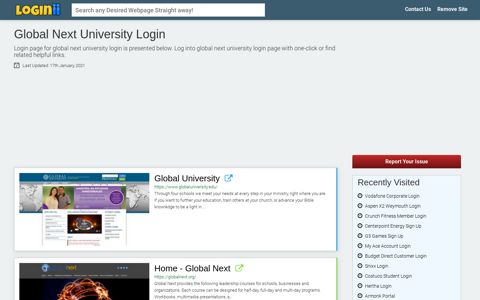 Global Next University Login - Loginii.com