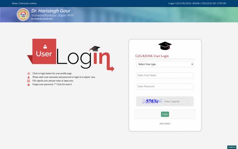 G2G/KIOSK User Login Select User type - Dr.HSG University ...