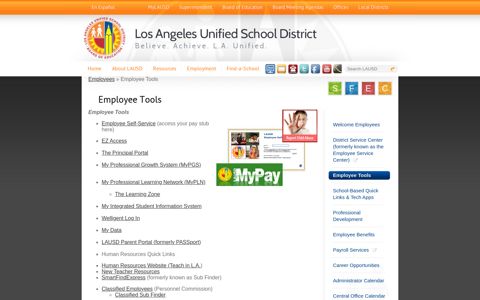 Employee Tools - Los Angeles Unified School District - Lausd
