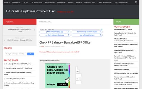 Check PF Balance - Bangalore EPF Office - EPF Guide