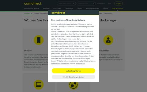 Die Kontakt Zugänge für Banking & Brokerage | comdirect.de