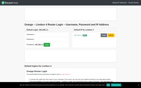 Orange - Livebox 4 Default Login and Password - Router Help