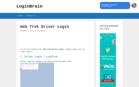 Web Trek Driver - Driver Login - Loadtrek - LoginBrain