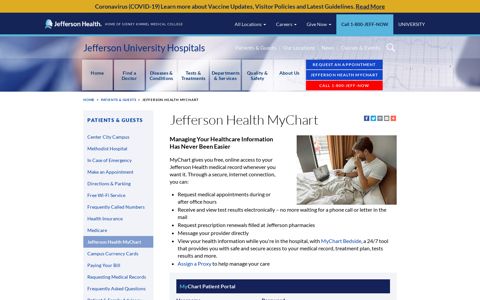 Jefferson Health MyChart - Jefferson University Hospitals