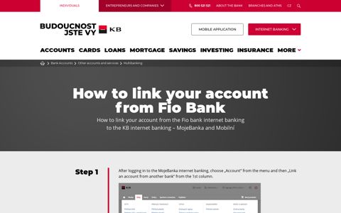 How to link your account from Fio Bank | Komerční banka