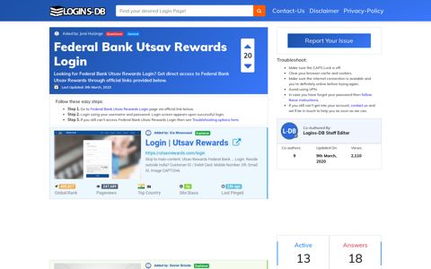Federal Bank Utsav Rewards Login - Logins-DB