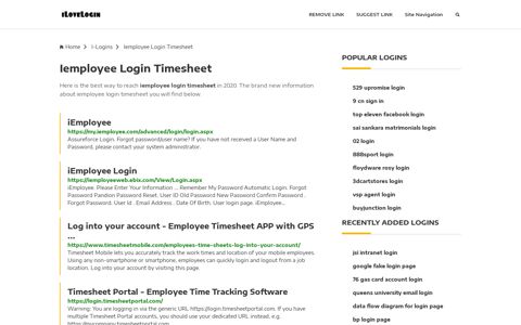 Iemployee Login Timesheet ❤️ One Click Access - iLoveLogin
