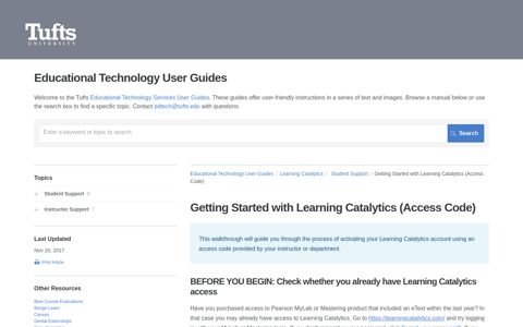 Getting Started with Learning Catalytics (Access Code ...