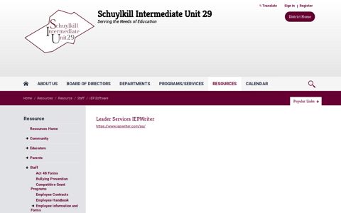 Leader Services IEPWriter - Schuylkill Intermediate Unit 29
