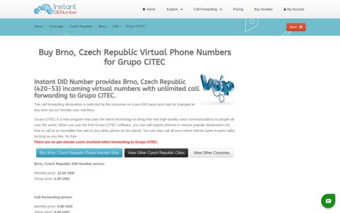 Buy Brno, Czech Republic DID Number for Grupo CITEC with ...