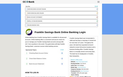Franklin Savings Bank Online Banking Login - CC Bank