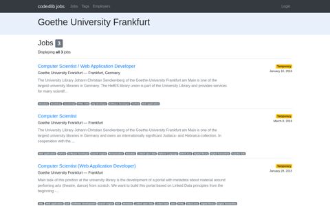 Goethe University Frankfurt - Code4Lib Job Board
