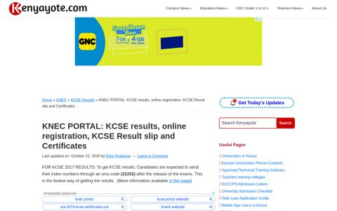 KNEC PORTAL: KCSE results, online registration, KCSE ...