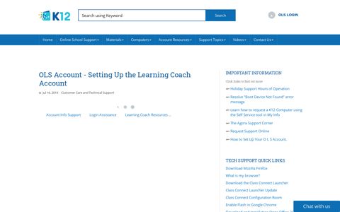 OLS Account - Setting Up the Learning Coach Account - K12 ...