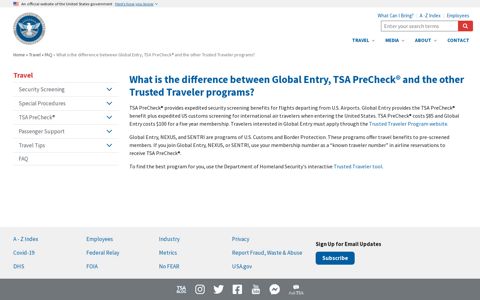 What is the difference between Global Entry, TSA PreCheck ...