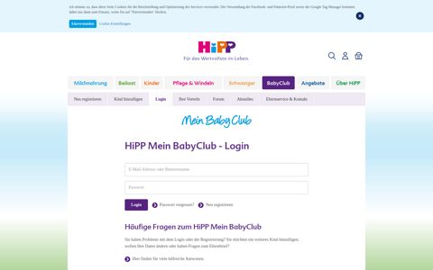 HiPP Mein BabyClub - Login