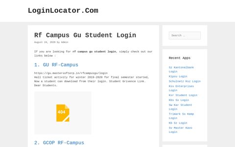 Rf Campus Gu Student Login - LoginLocator.Com