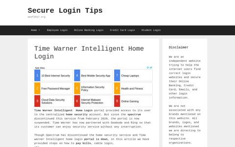 Time Warner Intelligent Home Login - Secure Login Tips