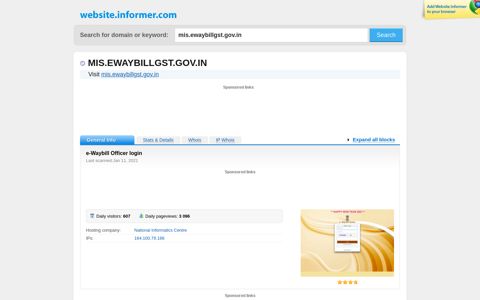 mis.ewaybillgst.gov.in at WI. e-Waybill Officer login