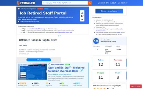 Iob Retired Staff Portal