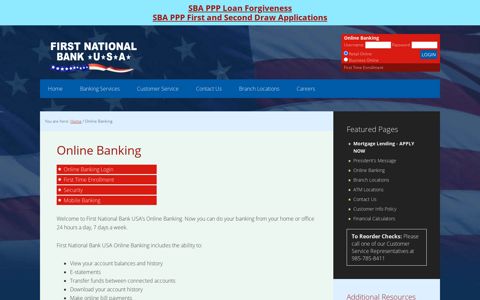 Online Banking - First National Bank USA