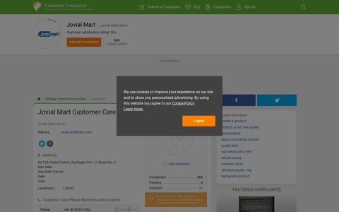 Jovial Mart Customer Care, Complaints and Reviews