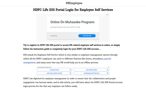 HDFC Life ESS Portal Login for Employee Self Services