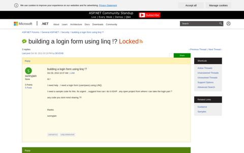 building a login form using linq !? | The ASP.NET Forums