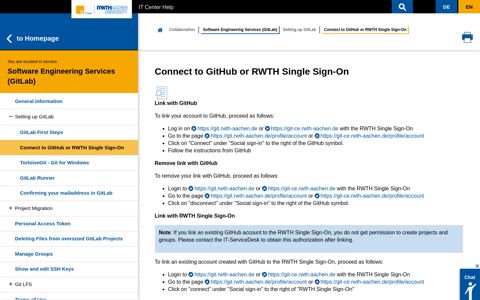 Connect to GitHub or RWTH Single Sign-On (Software ...