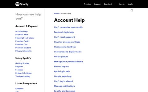 Account Help - Spotify
