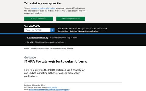 MHRA Portal: register to submit forms - GOV.UK