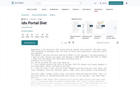 Ido Portal Diet | Determinants Of Health | Medical Bios - Scribd