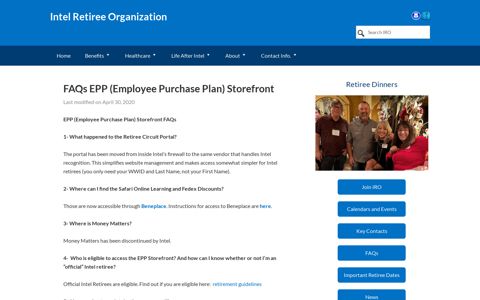 FAQs EPP (Employee Purchase Plan) Storefront - Intel Retiree ...