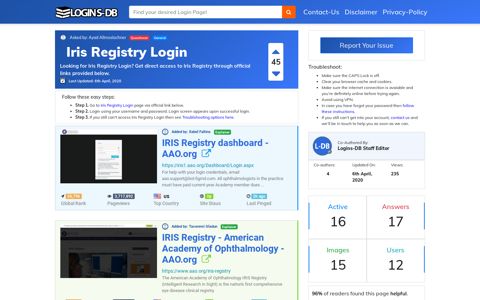 Iris Registry Login - Logins-DB